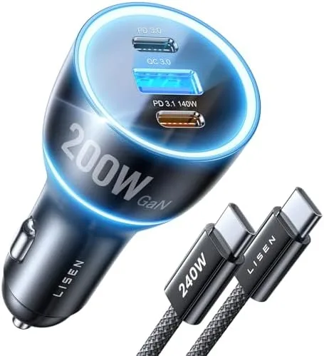 LISEN 200W Car Charger USB