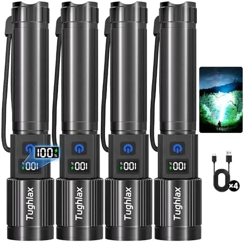 Tughlax 4Pack Rechargeable Flashlights High Lumens