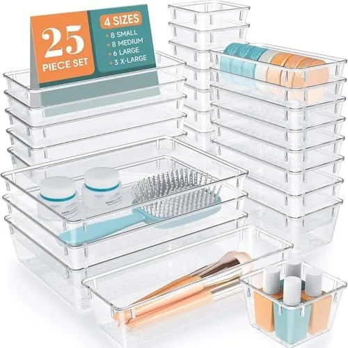 WOWBOX 25 PCS Clear Plastic Desk Gadget